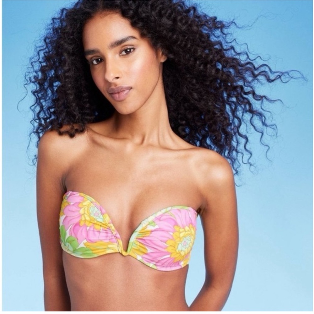 2/$30- Shade Shore plunge swim bra colorful size 38D new